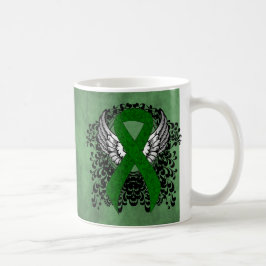Green Awareness Ribbon mit Flügeln Kaffeetasse