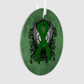 Green Awareness Ribbon mit Flügeln Ornament (Vorderseite)