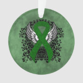 Green Awareness Ribbon mit Flügeln Ornament (Vorderseite)