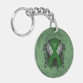 Green Awareness Ribbon mit Flügeln Schlüsselanhänger (Vorderseite links)