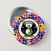 Green Awareness Ribbon Penguin Button (Vorne & Hinten)