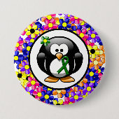Green Awareness Ribbon Penguin Button (Vorderseite)