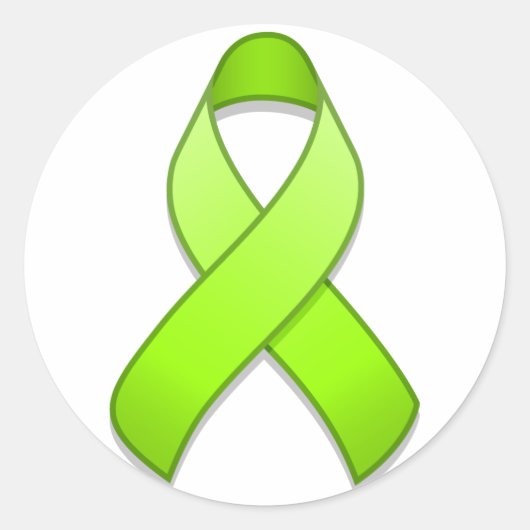 Green Awareness Ribbon Round Sticker (Vorderseite)