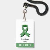 Green Awareness Ribbon White Heart Event Ausweis (Vorderseite mit Lanyard)