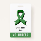 Green Awareness Ribbon White Heart Event Ausweis (Vorderseite)