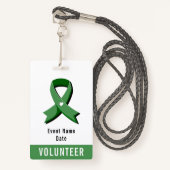 Green Awareness Ribbon White Heart Event Ausweis (Vorderseite mit Schlüsselband)
