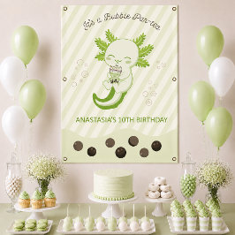 Green Axolotl Bubble Boba Tea Geburtstagsparty Banner