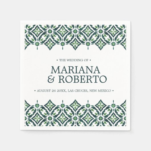 Green Azulejos | Spanische Fliesengrenze personali Serviette (Vorderseite)