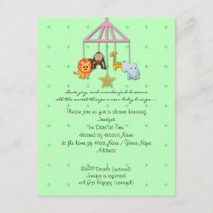 Green Baby Animal Mobile Baby Shower Einladung