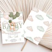 Green Baby Bear Balloon Babydusche Einladung