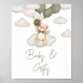Green Baby Bear Balloon Kinderduschbücher & Gesche Poster (Vorne)