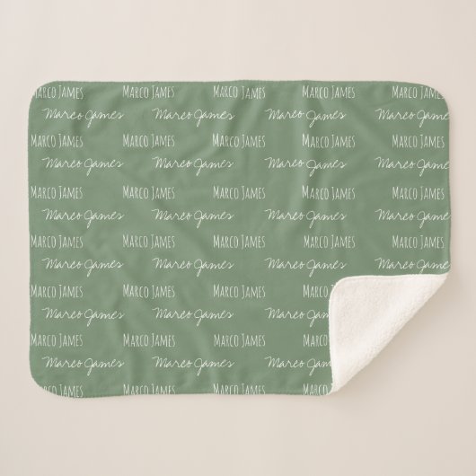 Green Baby Boy Blanket Individuelle Name wiederhol Sherpadecke (Vorderseite (Horizontal))