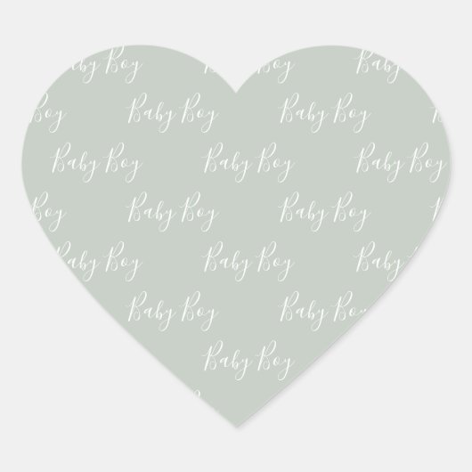 Green Baby Boy Script Heart Sticker (Vorderseite)