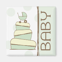 Green Baby Carriage Cake Magnet