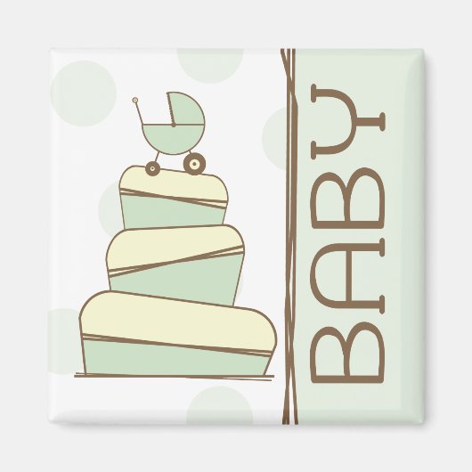 Green Baby Carriage Cake Magnet (Vorne)