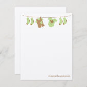 Green Baby Clothesline Flat Vielen Dank Anmerkunge Mitteilungskarte (Vorne/Hinten)