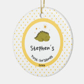 Green Baby Dino | First Christmas Yellow Polka Dot Keramik Ornament (Links)