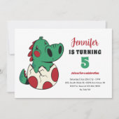 Green Baby Dino in Egg Niedlich Kids Dinosaur Gebu Einladung (Vorderseite)