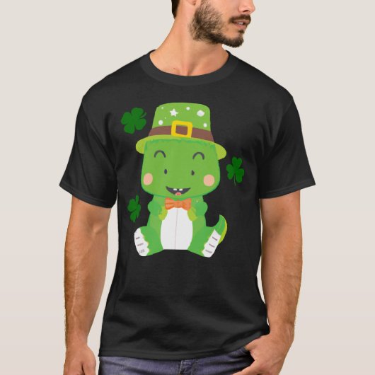 Green baby dinosaur c St Patrick's day Glückshamer T-Shirt (Vorderseite)