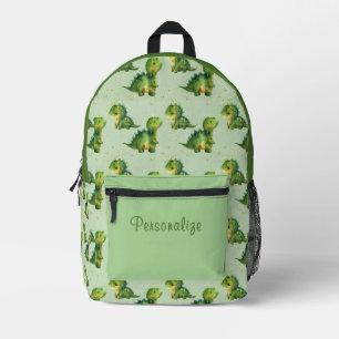 Green Baby Dinosaurier mit Individuelle Name Bedruckter Rucksack