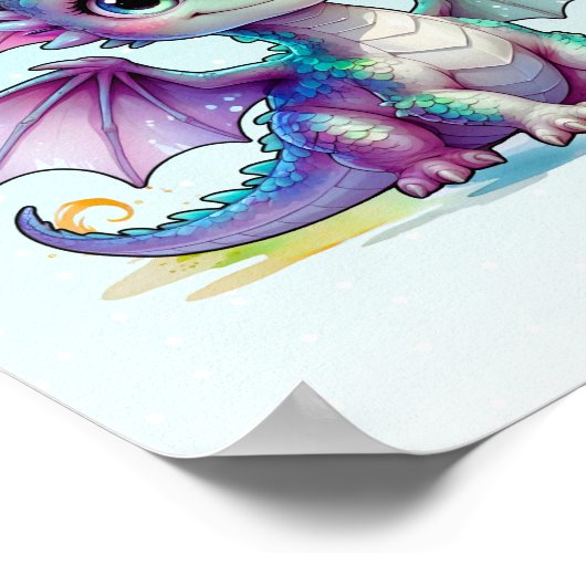 Green Baby Dragon Poster (Ecke)