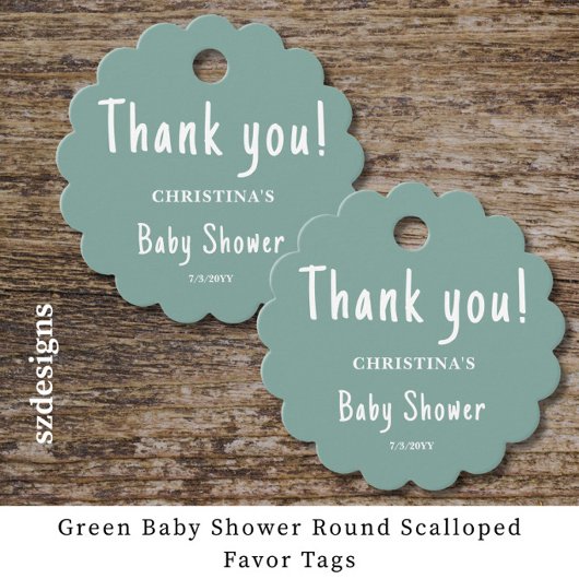 Green Baby Dusche Runde Geschenkanhänger