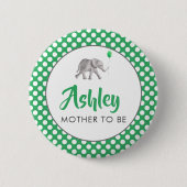 Green Baby Elephant Baby Dusche Name Button (Vorderseite)