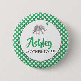 Green Baby Elephant Baby Dusche Name Button
