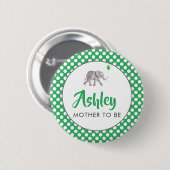 Green Baby Elephant Baby Dusche Name Button (Vorne & Hinten)