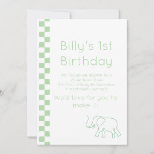 Green Baby Elephant zum Geburtstag Einladung