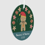 Green Baby Foto First Christmas Gingerbread Boy Ornament (Vorderseite)
