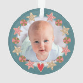 Green Baby Foto First Christmas Gingerbread Boy Ornament (Rückseite)