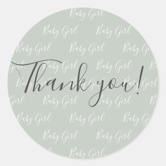 Green Baby Girl Script Modernes Herz Vielen Dank Runder Aufkleber (Vorderseite)