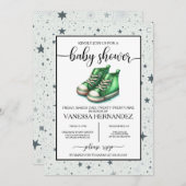 Green Baby High Tops Baby Dusche Einladung (Vorne/Hinten)