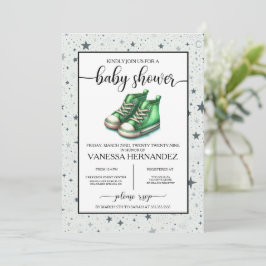 Green Baby High Tops Baby Dusche Einladung