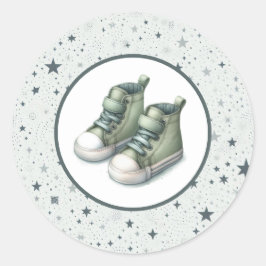 Green Baby High Tops Baby Dusche Runder Aufkleber