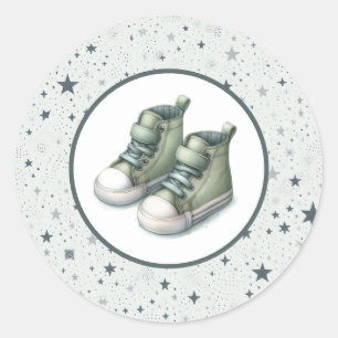 Green Baby High Tops Baby Dusche Runder Aufkleber