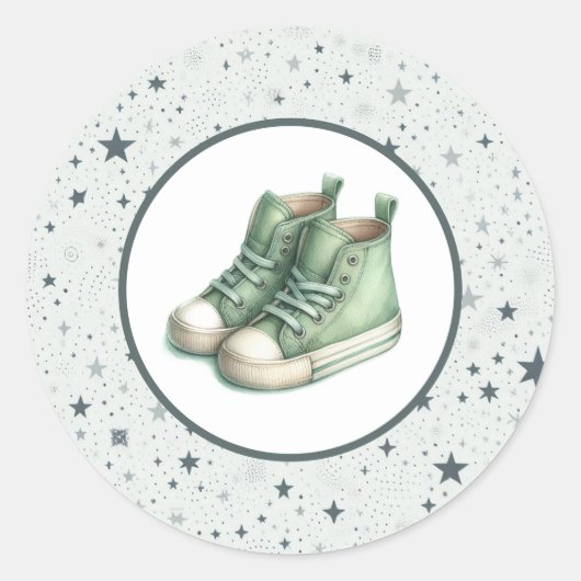Green Baby High Tops Baby Dusche Runder Aufkleber (Vorderseite)
