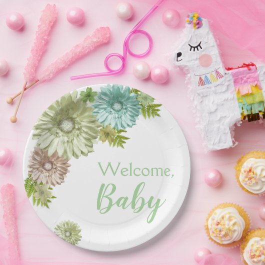 Green Baby in Bloom Brunch Dusche Pappteller (Party)