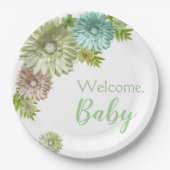 Green Baby in Bloom Brunch Dusche Pappteller (Vorderseite)