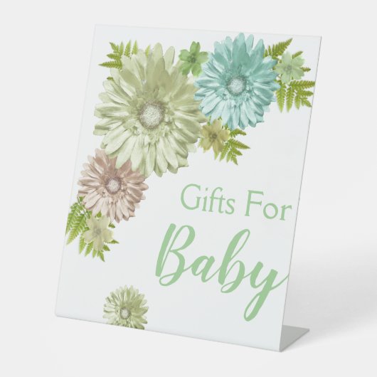 Green Baby in Bloom Brunch Duschgeschenke Sockelschild (Vorderseite)