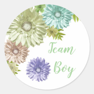 Green Baby in Bloom Brunch Shower Team Boy Runder Aufkleber
