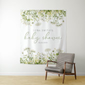 Green Baby in Bloom Floral Baby Dusche Hintergrund Wandteppich (Beispiel)