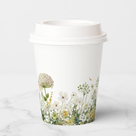 Green Baby in Bloom Floral Wildblume Babydusche Pappbecher (Rückseite)