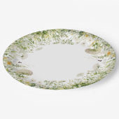 Green Baby in Bloom Floral Wildblume Babydusche Pappteller (Schrägansicht)