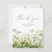 Green Baby in Bloom Wildblume Babydusche Flat Dankeskarte (Vorderseite)