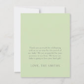 Green Baby in Bloom Wildblume Babydusche Flat Dankeskarte (Rückseite)