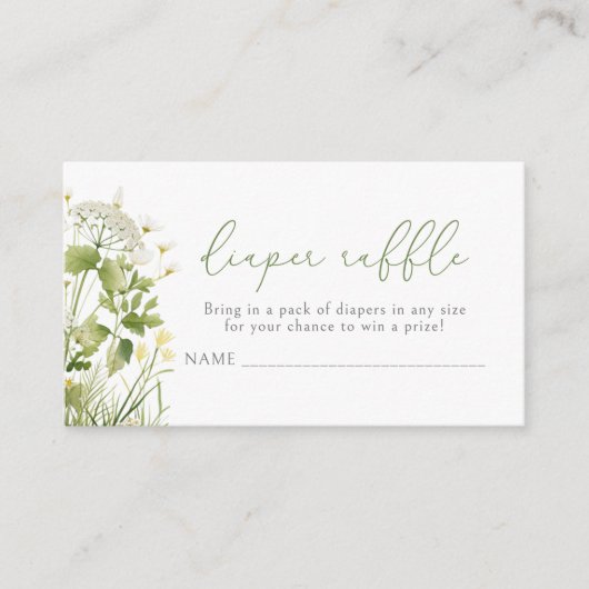 Green Baby in Bloom Wildblume Diaper Raffle Begleitkarte (Vorderseite)