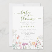 Green Baby in Blütenfarbe Wildblume Dusche Einladung (Vorderseite)
