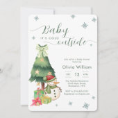 Green Baby It's Cold Outside Snowman Baby Shower Einladung (Vorderseite)